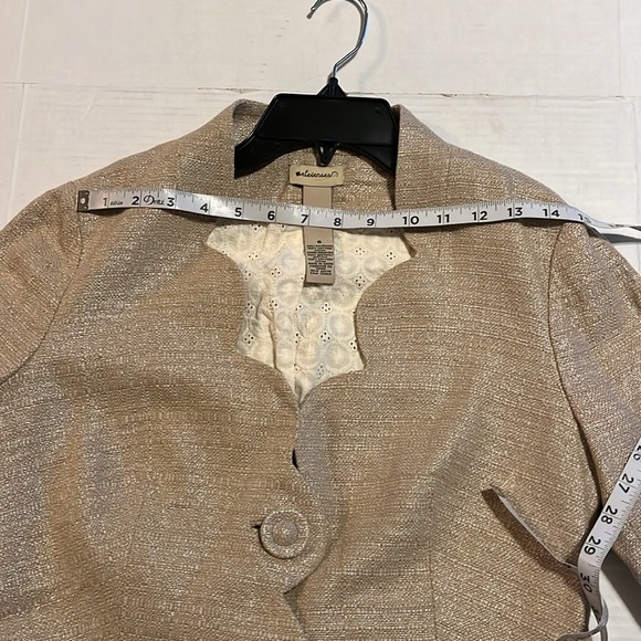 Anthropology Elevenses-6-beige,office siren,Metallic Scallop,crop, blazer/jacket - Picture 10 of 13